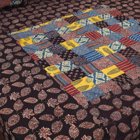 Black - Patchwork Block Print Ajrakh Cotton Double Bed Sheet Set 09