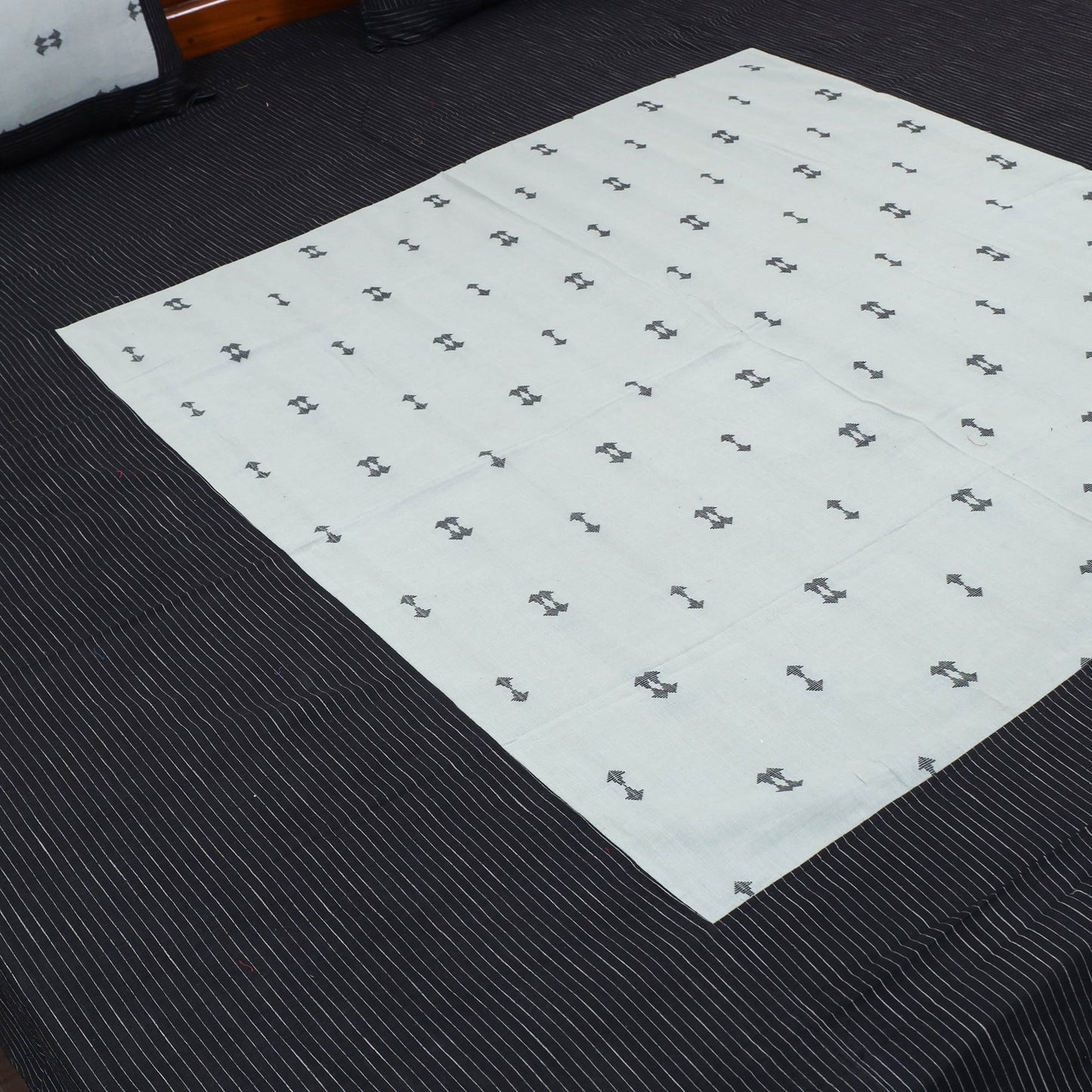 Black - patchwork cotton double jacquard bed sheet set 09