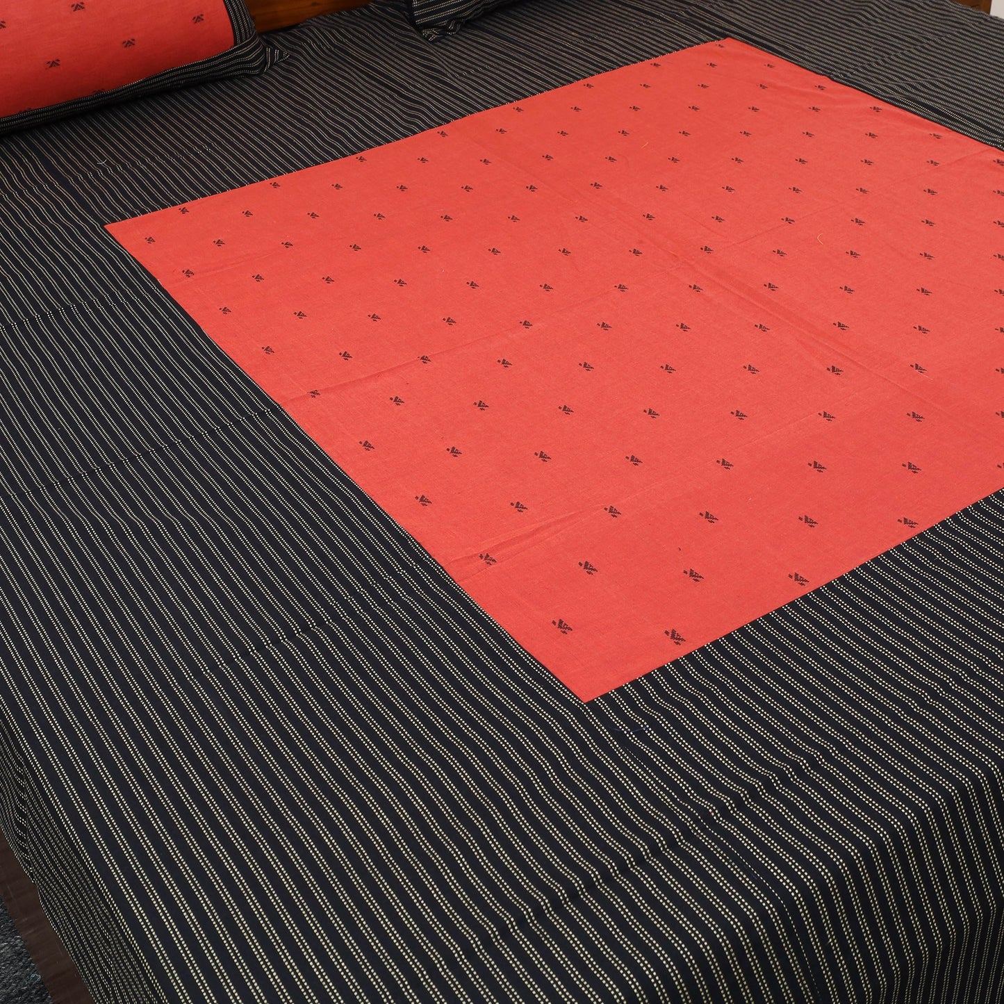 Black - patchwork cotton double jacquard bed sheet set 27