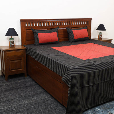 Black - patchwork cotton double jacquard bed sheet set 27