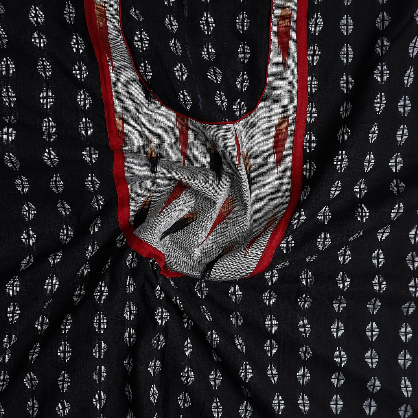 Black - patchwork cotton jacquard unstitched kurta material