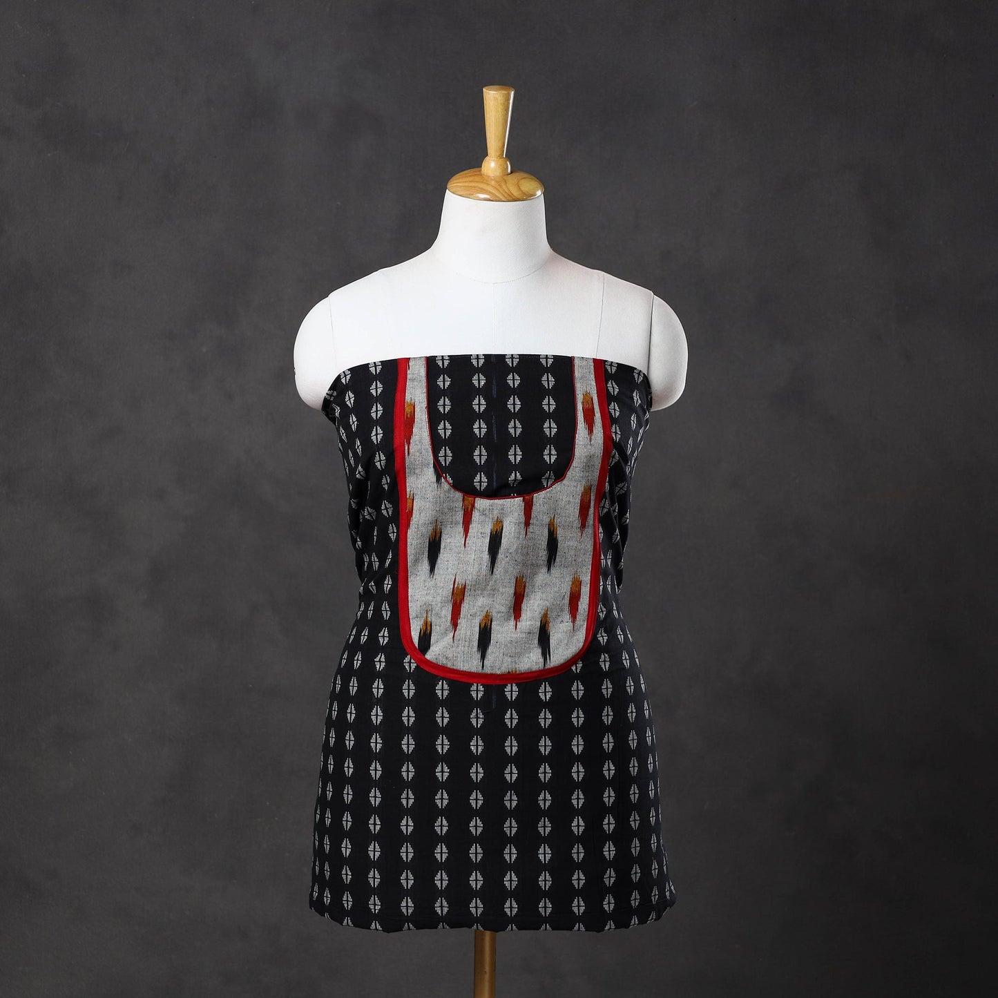 Black - patchwork cotton jacquard unstitched kurta material