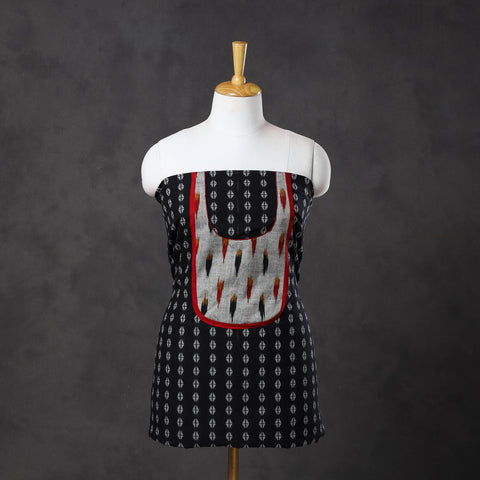 Black - patchwork cotton jacquard unstitched kurta material