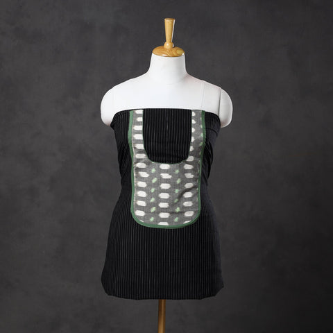 Black - patchwork cotton jacquard unstitched kurta material