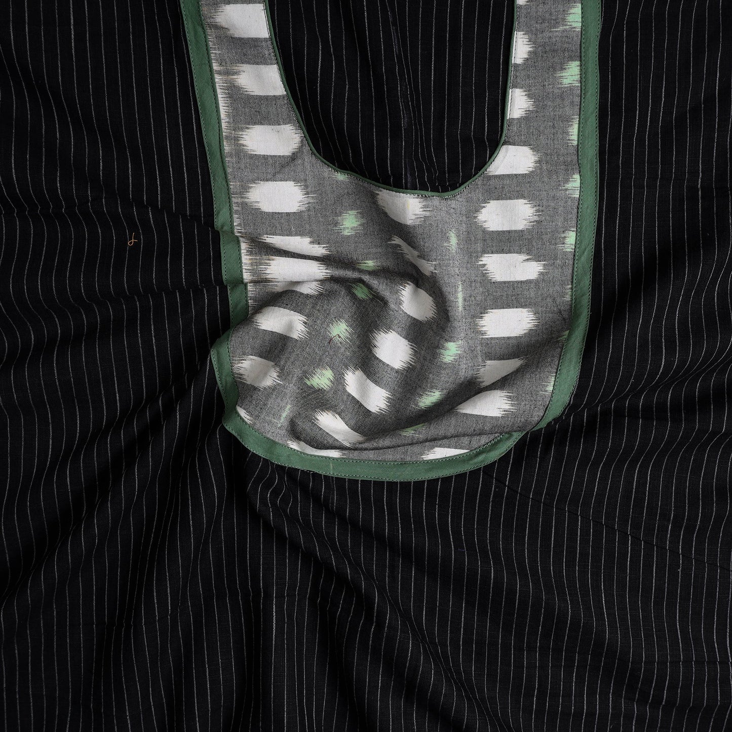 Black - patchwork cotton jacquard unstitched kurta material