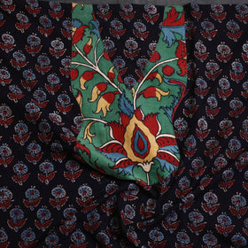 Buy Black Ajrakh Print Patchwork Cotton Kurta Material