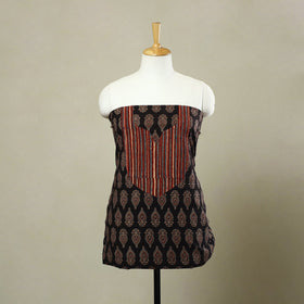 Buy Black Ajrakh Print Patchwork Cotton Kurta Material