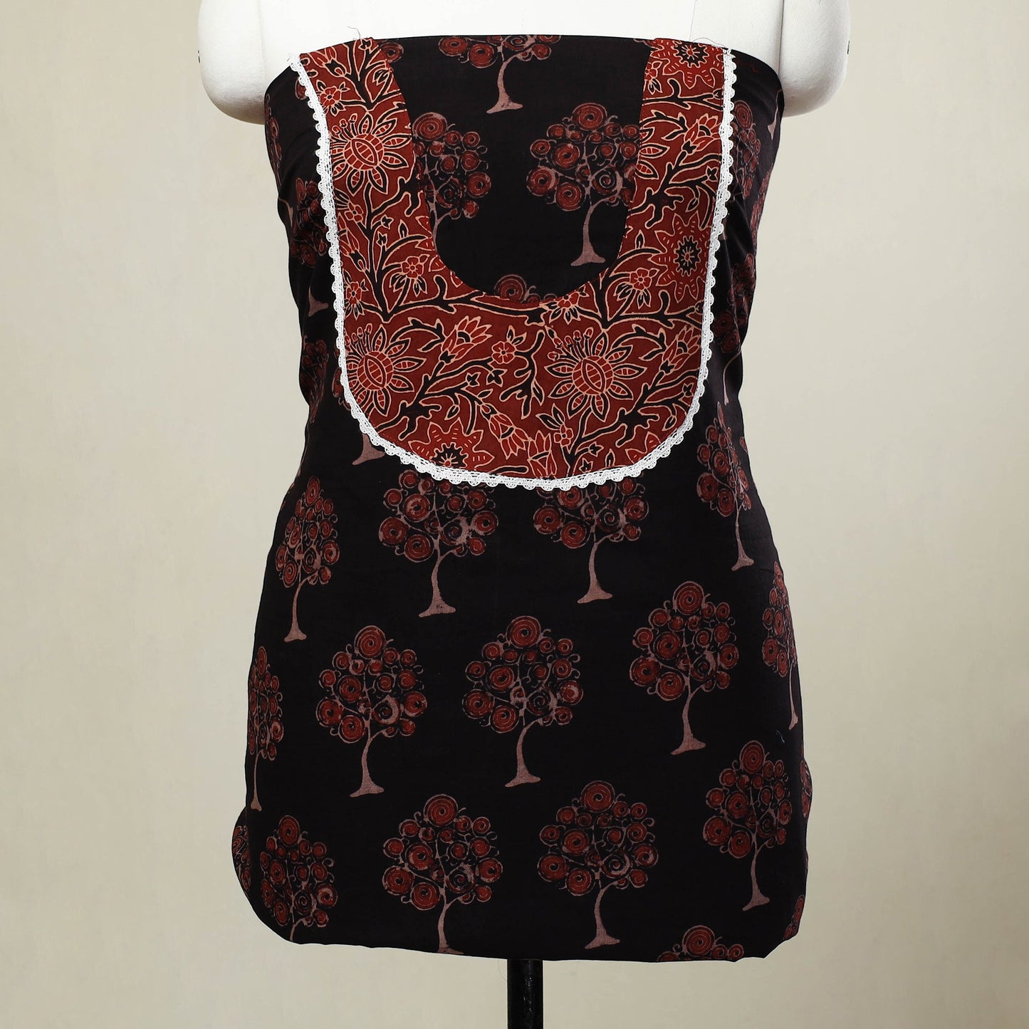 Black - patchwork cotton unstitched kurta material (2.6m)