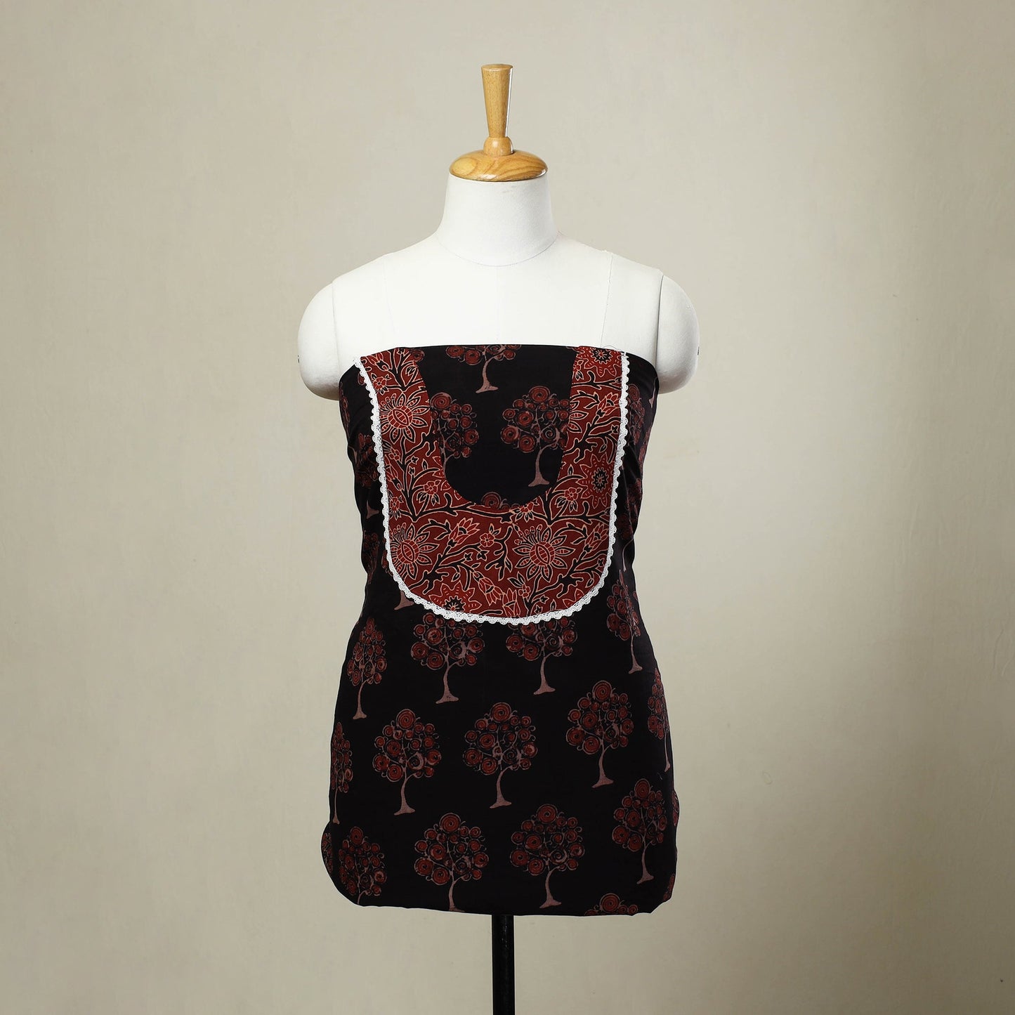 Black - patchwork cotton unstitched kurta material (2.6m)