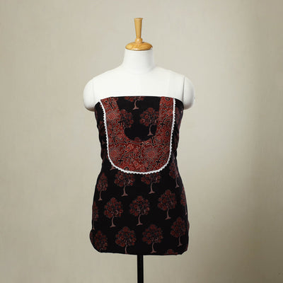 Black - patchwork cotton unstitched kurta material (2.6m)