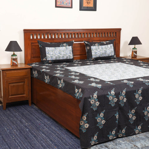 Patchwork hand double sanganeri bedsheet set (108 x 90 in)