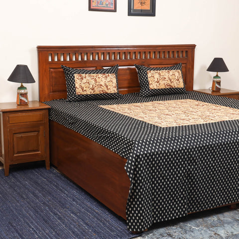 Patchwork hand double sanganeri bedsheet set (108 x 90 in)