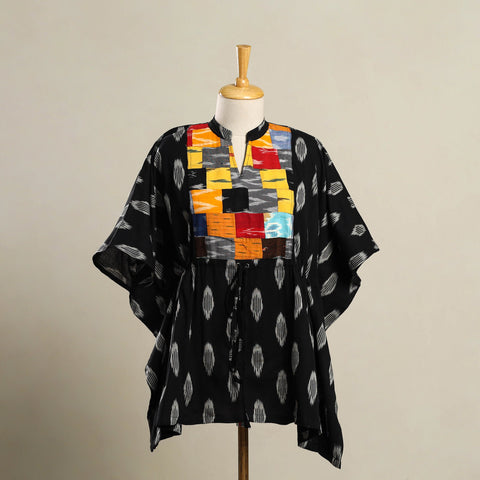 Buy Black Patchwork Pochampally Ikat Cotton Kaftan (Short)