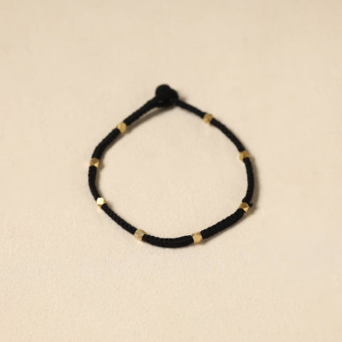 Black - patwa thread & bead work anklet by kailash 77