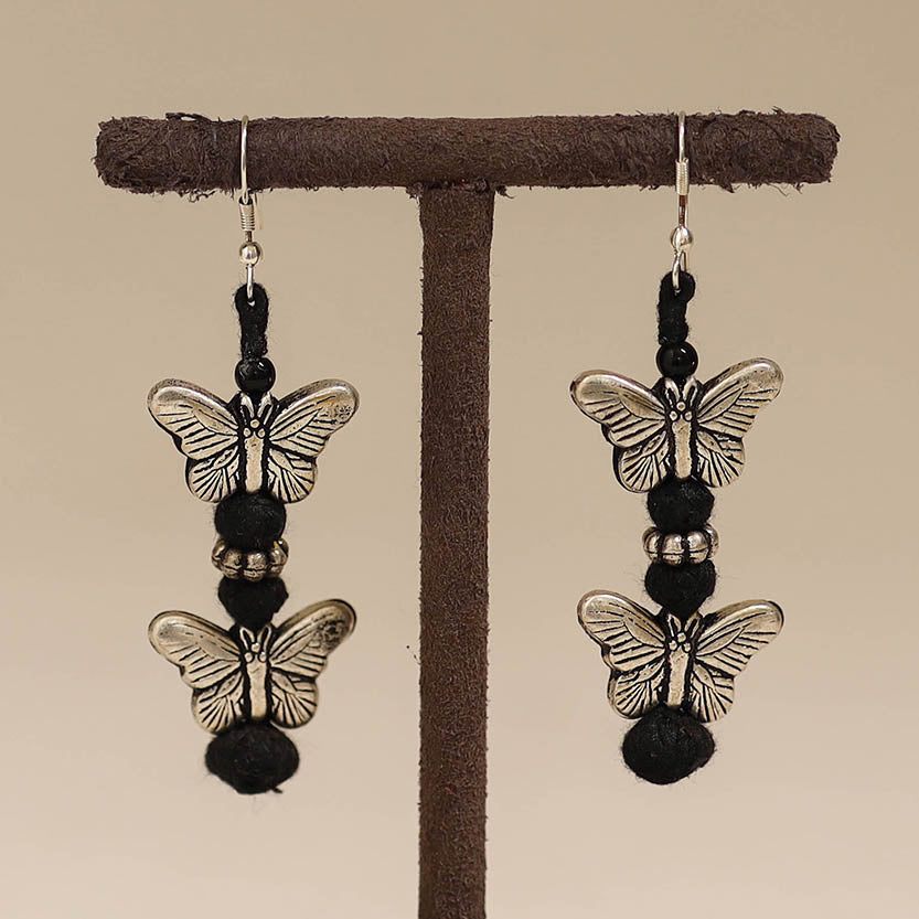 Black - patwa thread beads earrings by kailash 66