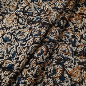 Buy Black Pedana Block Print Cotton Kalamkari Fabric