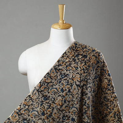 Buy Black Pedana Block Print Cotton Kalamkari Fabric