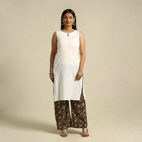  Black Pedana Block Print Cotton Kalamkari Palazzo
