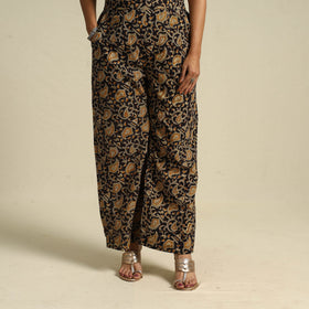  Black Pedana Block Print Cotton Kalamkari Palazzo