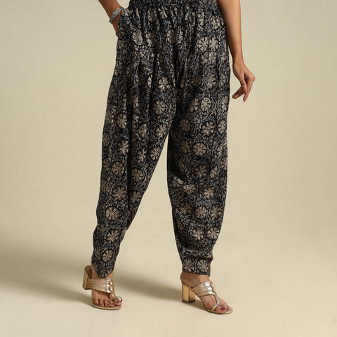  Black Pedana Block Print Cotton Kalamkari Salwar