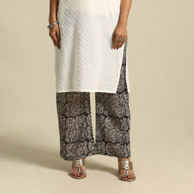  Black Pedana Block Print Mul Cotton Kalamkari Palazzo