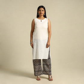  Black Pedana Block Print Mul Cotton Kalamkari Palazzo