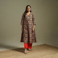 Black - pedana natural dyed cotton hand embroidery a-line