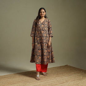 Black - pedana natural dyed cotton hand embroidery a-line