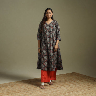 Black - pedana natural dyed cotton hand embroidery a-line