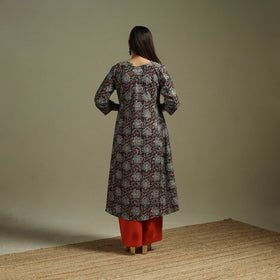 Black - pedana natural dyed cotton hand embroidery a-line