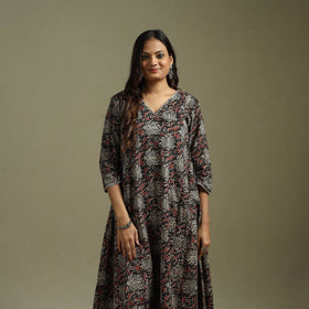 Black - pedana natural dyed cotton hand embroidery a-line