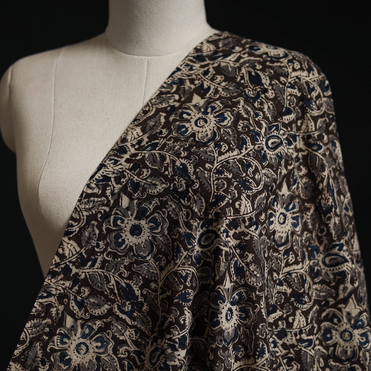Pedana block print natural dyed cotton kalamkari fabric 03