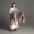  Pedana Block Print Chanderi Silk Black Kalamkari Dupatta