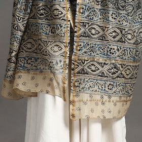 Buy Pedana Block Print Chanderi Silk Black Kalamkari Dupatta