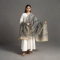 Buy Pedana Block Print Chanderi Silk Black Kalamkari Dupatta