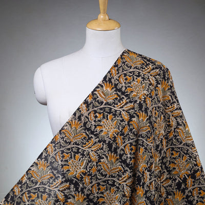  Black Pedana Block Print Cotton Kalamkari Fabric