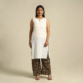  Black Pedana Block Print Cotton Kalamkari Palazzo