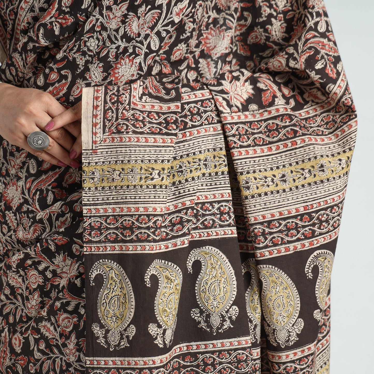 Designer Kalamkari Saree – Block Print & Pure Cotton