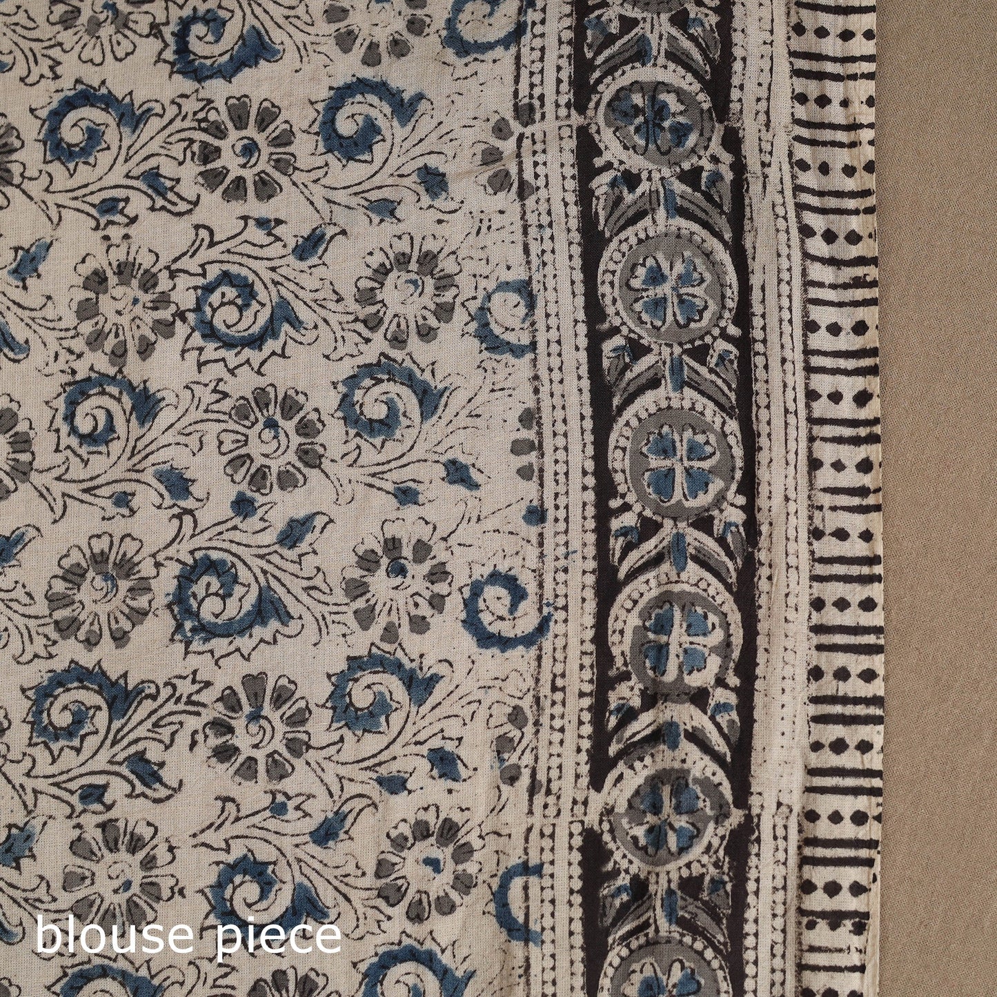 Black Pedana Block Print Cotton Kalamkari Saree