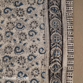 Black Pedana Block Print Cotton Kalamkari Saree