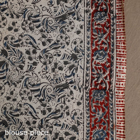 Black Pedana Block Print Cotton Kalamkari Saree