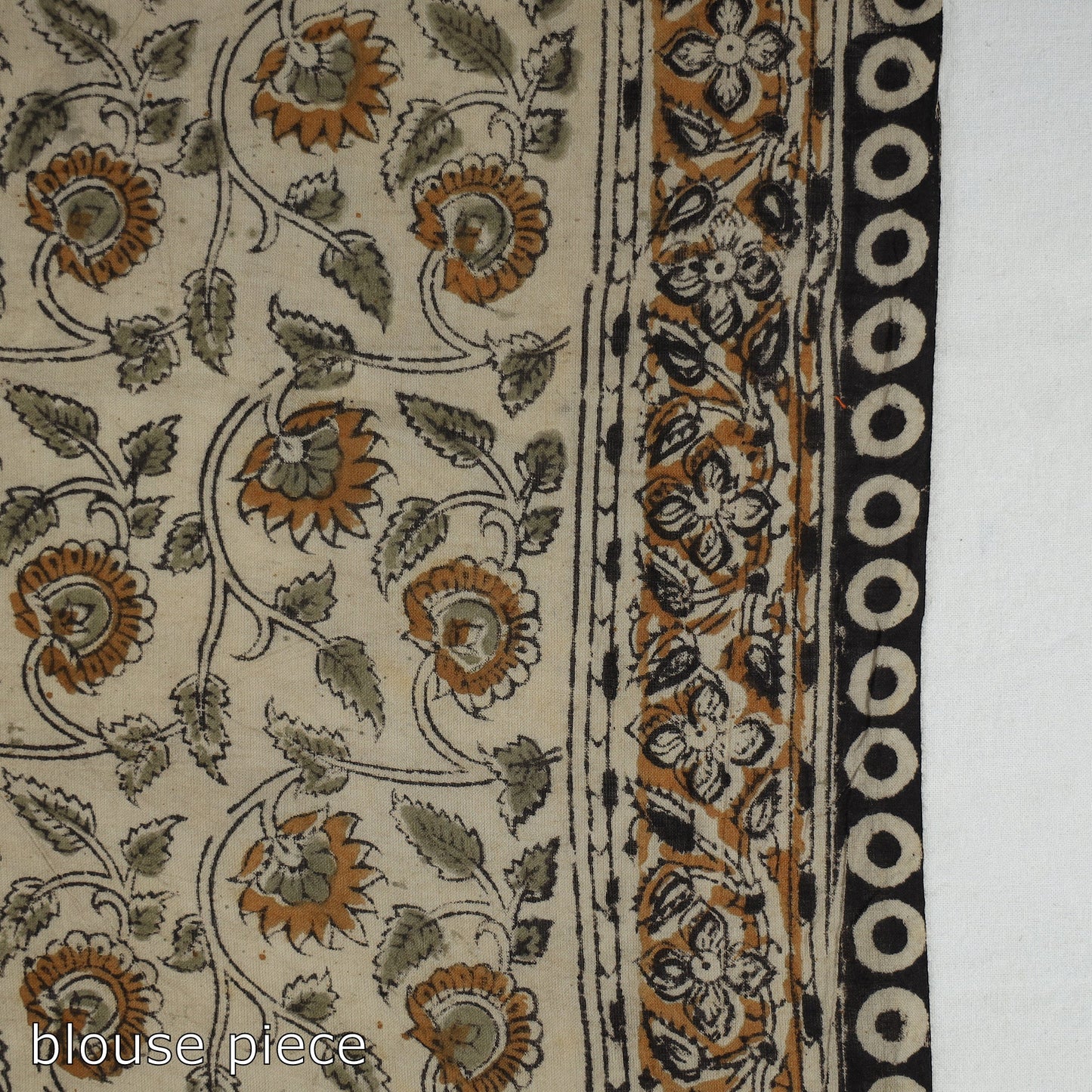 Black Pedana Block Print Cotton Kalamkari Saree