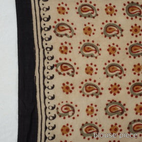 Black Pedana Block Print Cotton Kalamkari Saree