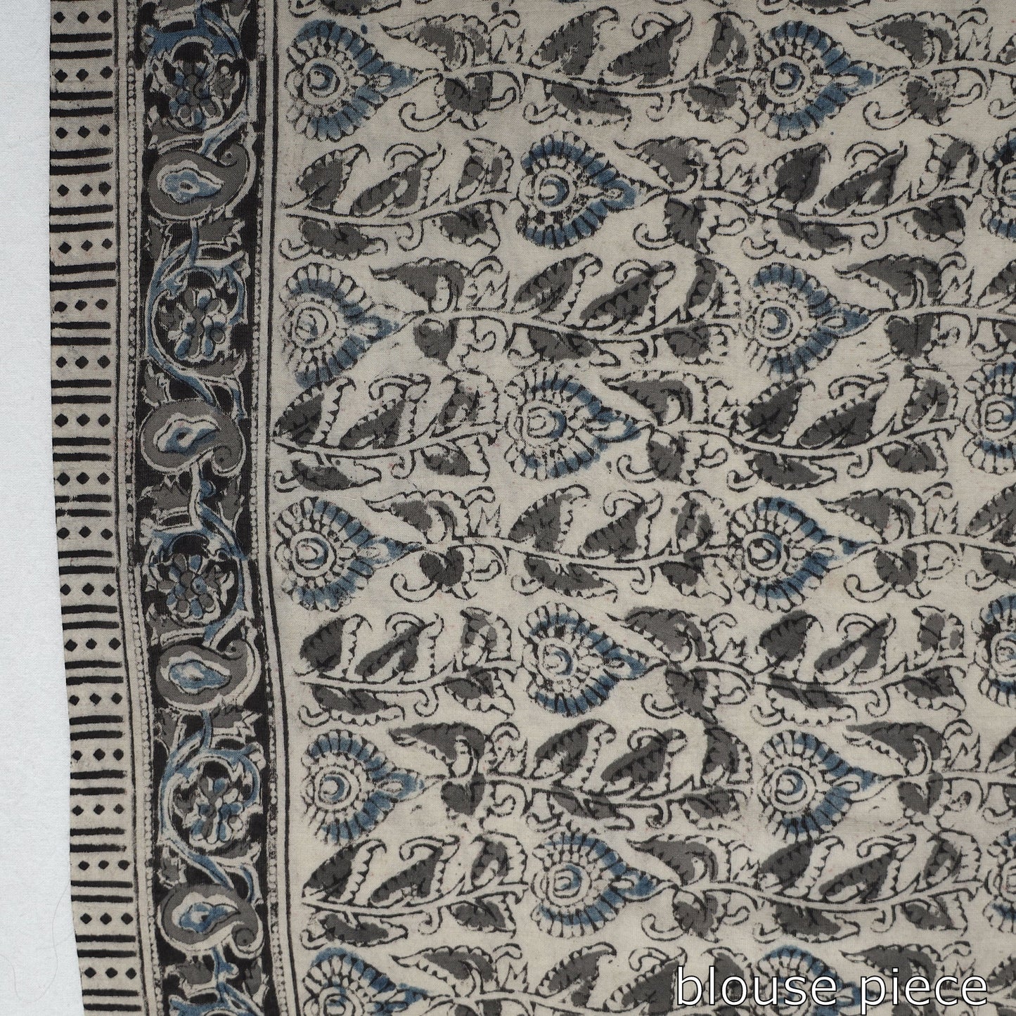 Black Pedana Block Print Cotton Kalamkari Saree