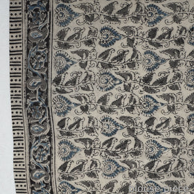 Black Pedana Block Print Cotton Kalamkari Saree