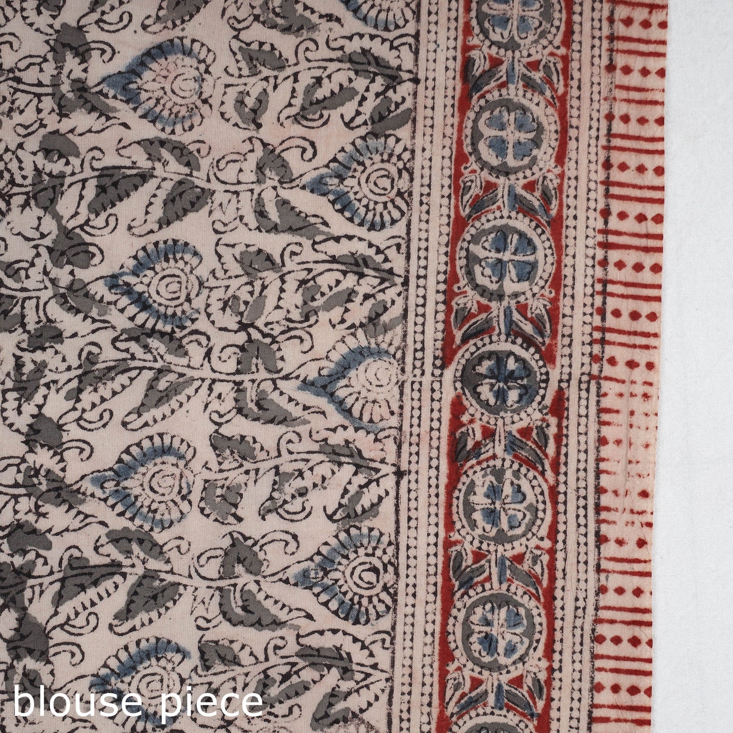 Black Pedana Block Print Cotton Kalamkari Saree