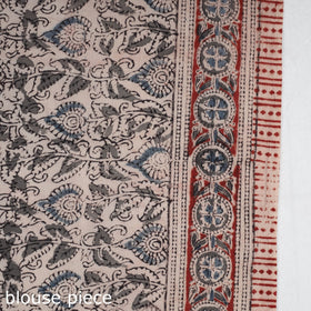 Black Pedana Block Print Cotton Kalamkari Saree