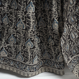 Black Pedana Block Print Cotton Kalamkari Saree