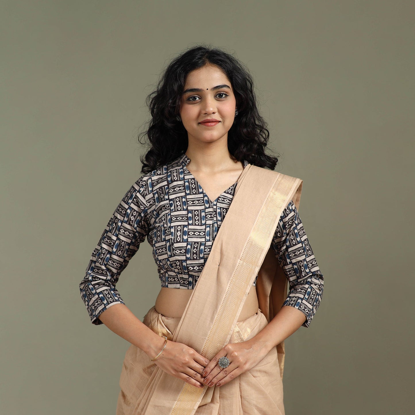 Black - pedana hand block print cotton natural dyed