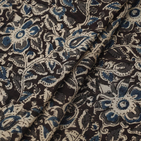 Pedana Hand Block Print Mul Cotton Black Kalamkari Fabric